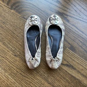 Tory Burch Metallic Reva Flat w/ Silver Logo